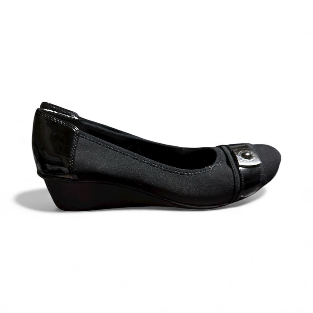 Anne Klein Black Loafers with Glossy Accents - Picture 2 of 3